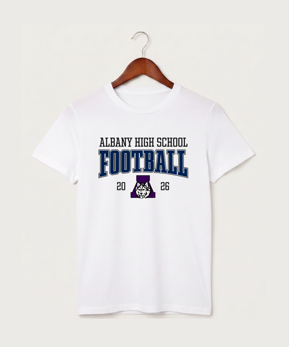 Albany High School Football (Boys) - White T-Shirt - Full Front