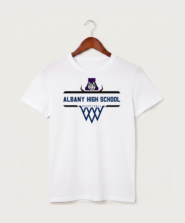 Albany High School Basketball (Boys) - White T-Shirt - Full Front