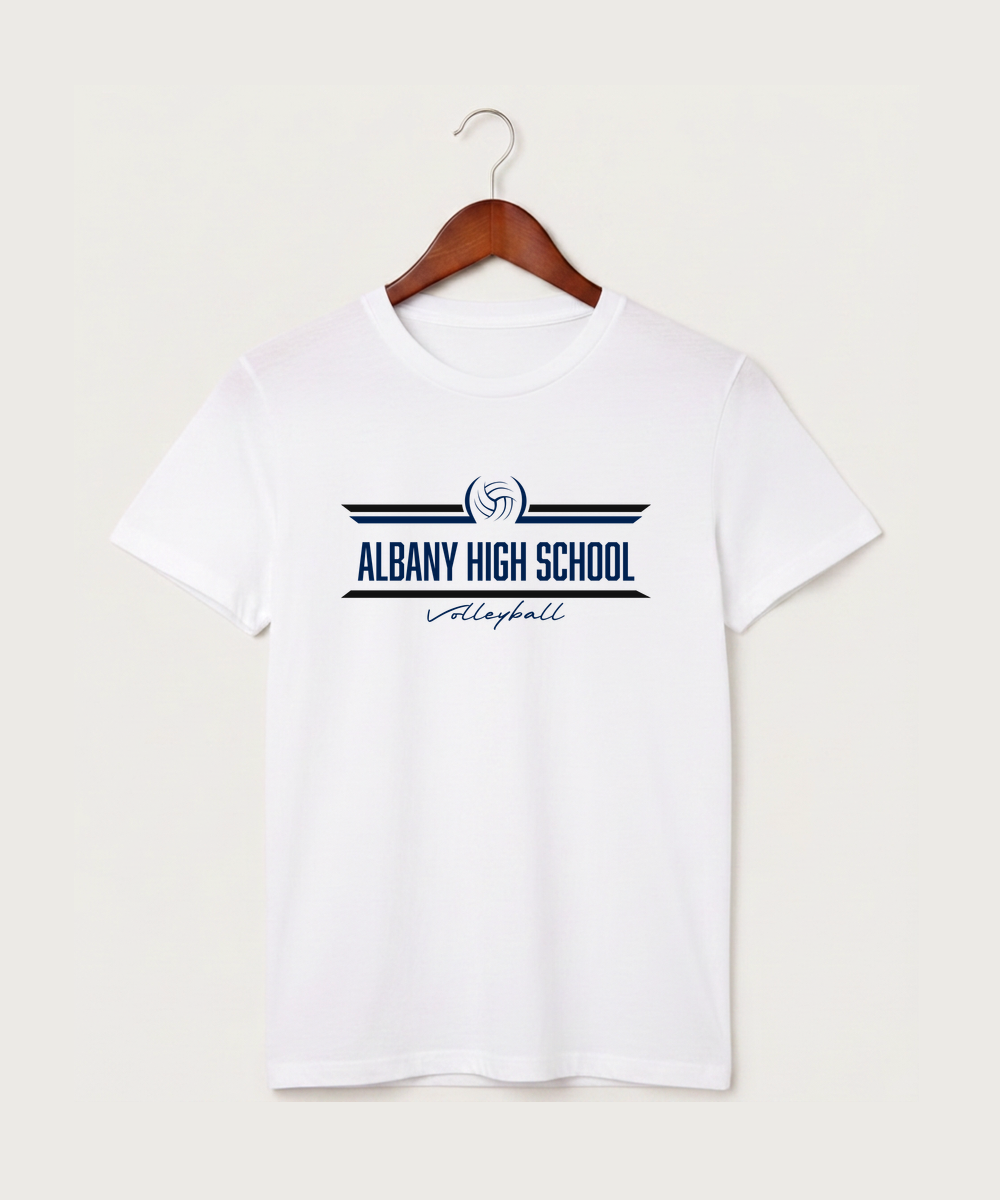 Albany High School Volleyball (Girls) - White T-Shirt - Full Front