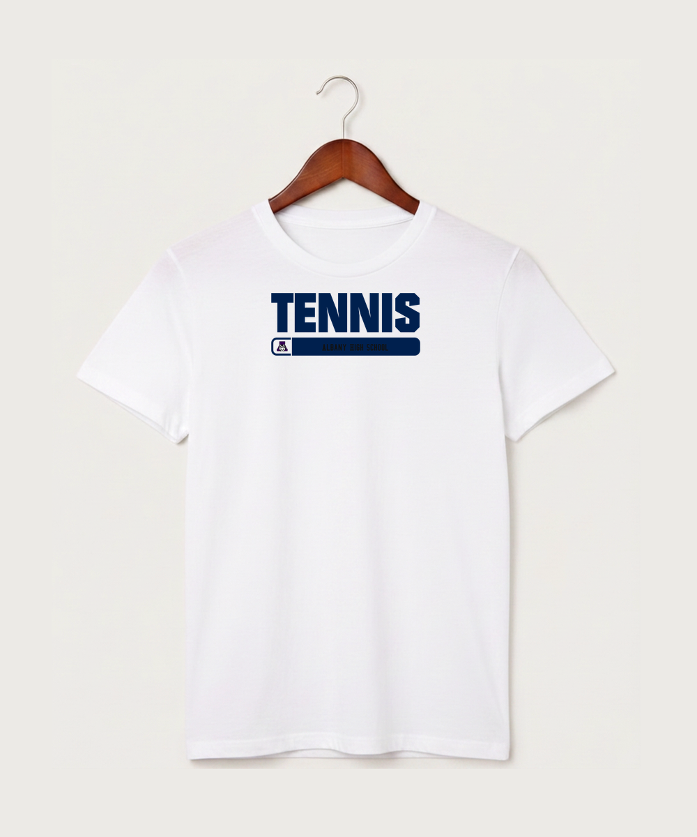 Albany High School Tennis (Boys) - White T-Shirt - Full Front