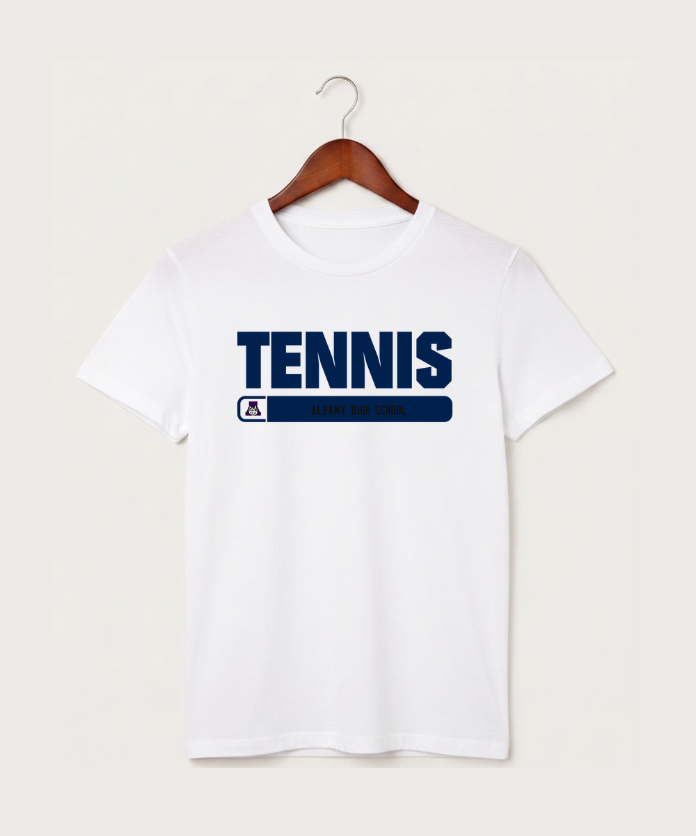 Albany High School Tennis (Boys) - White T-Shirt - Full Front