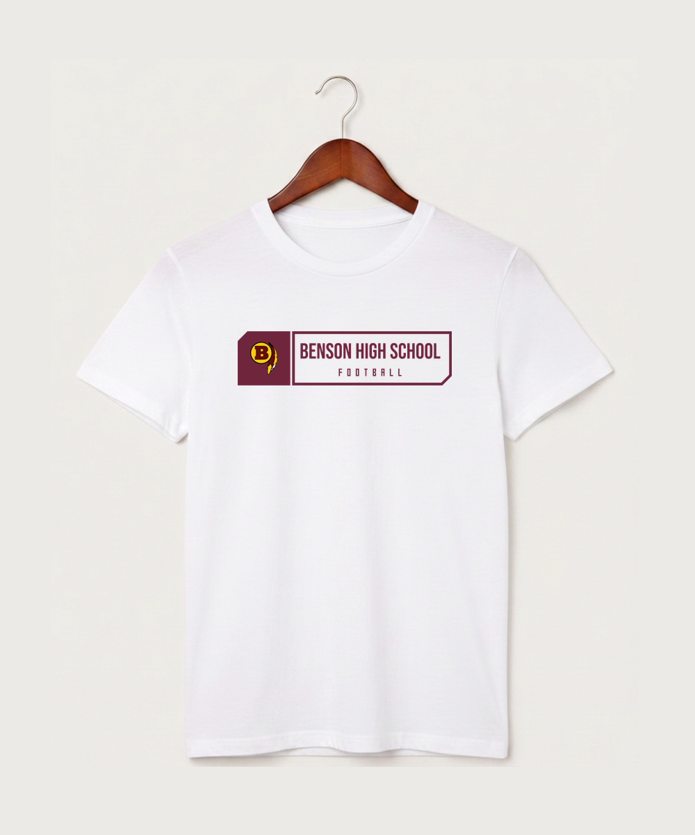 Benson High School Football (Boys) - White T-Shirt - Full Front