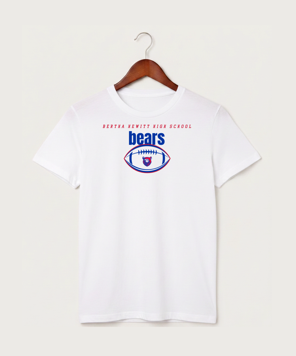 Bertha Hewitt High School Football (Boys) - White T-Shirt - Full Front