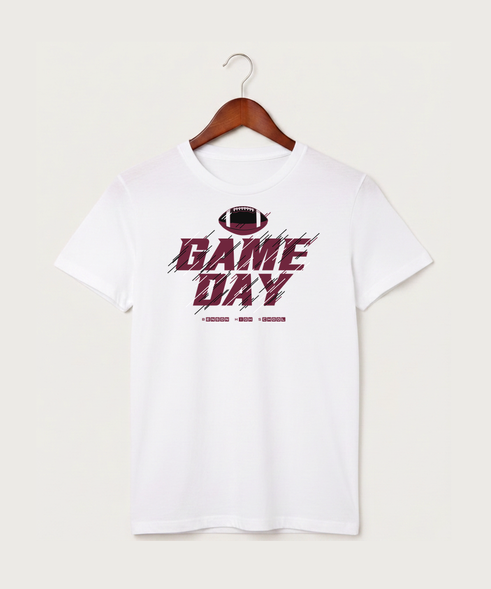 Benson High School Football (Boys) - White T-Shirt - Full Front