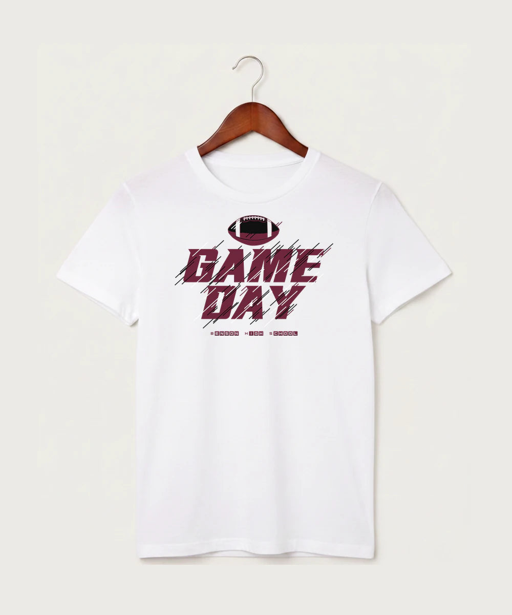 Benson High School Football (Boys) - White T-Shirt - Full Front