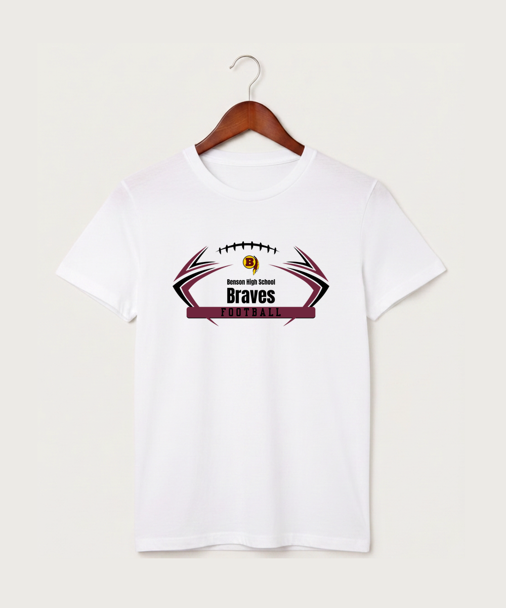 Benson High School Football (Boys) - White T-Shirt - Full Front