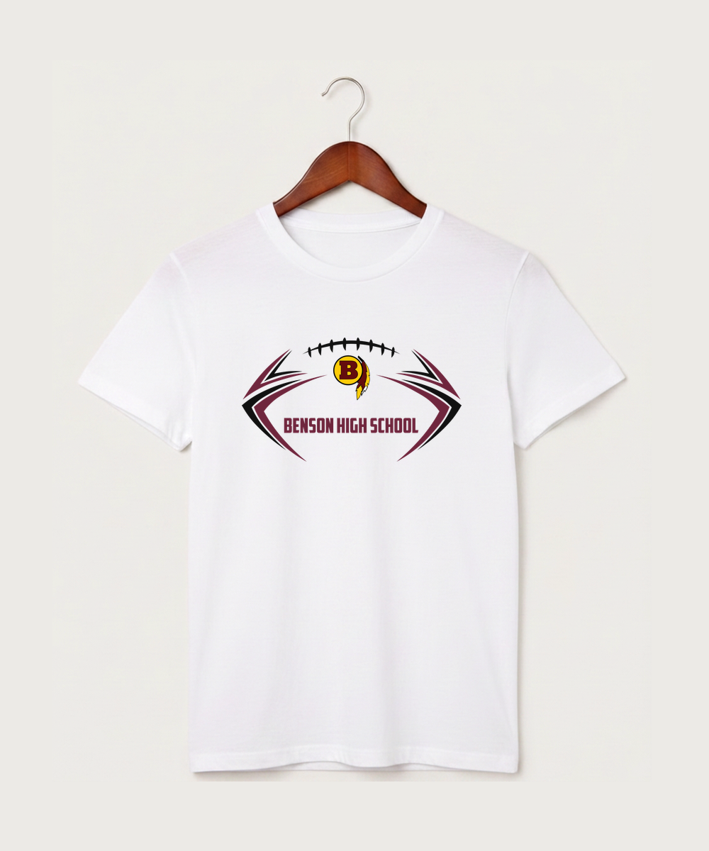 Benson High School Football (Boys) - White T-Shirt - Full Front