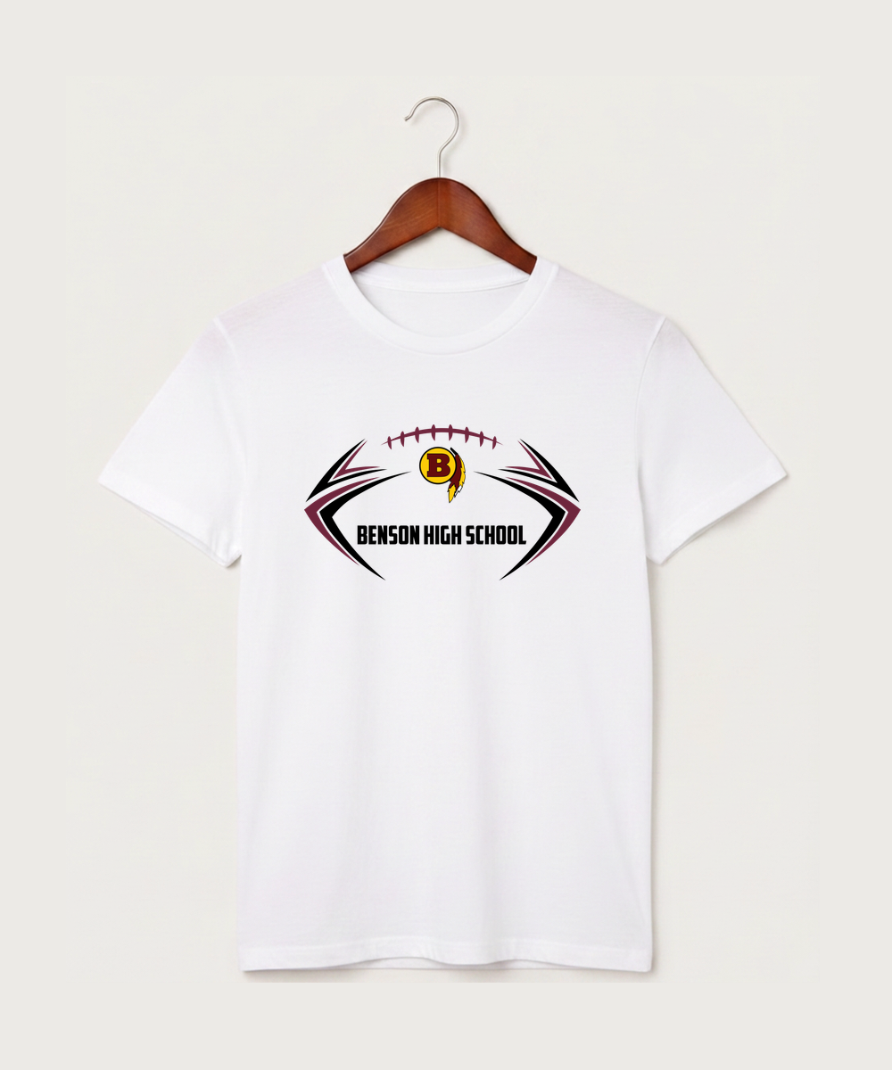 Benson High School Football (Boys) - White T-Shirt - Full Front