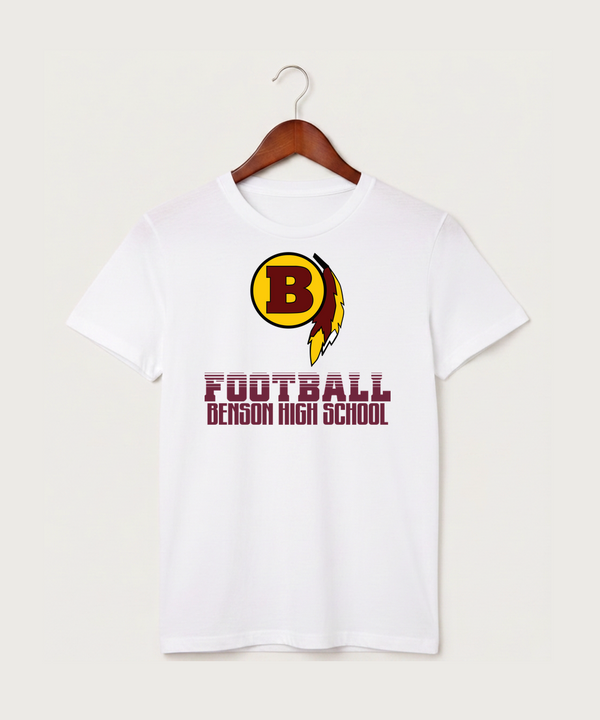 Benson High School Football (Boys) - White T-Shirt - Full Front