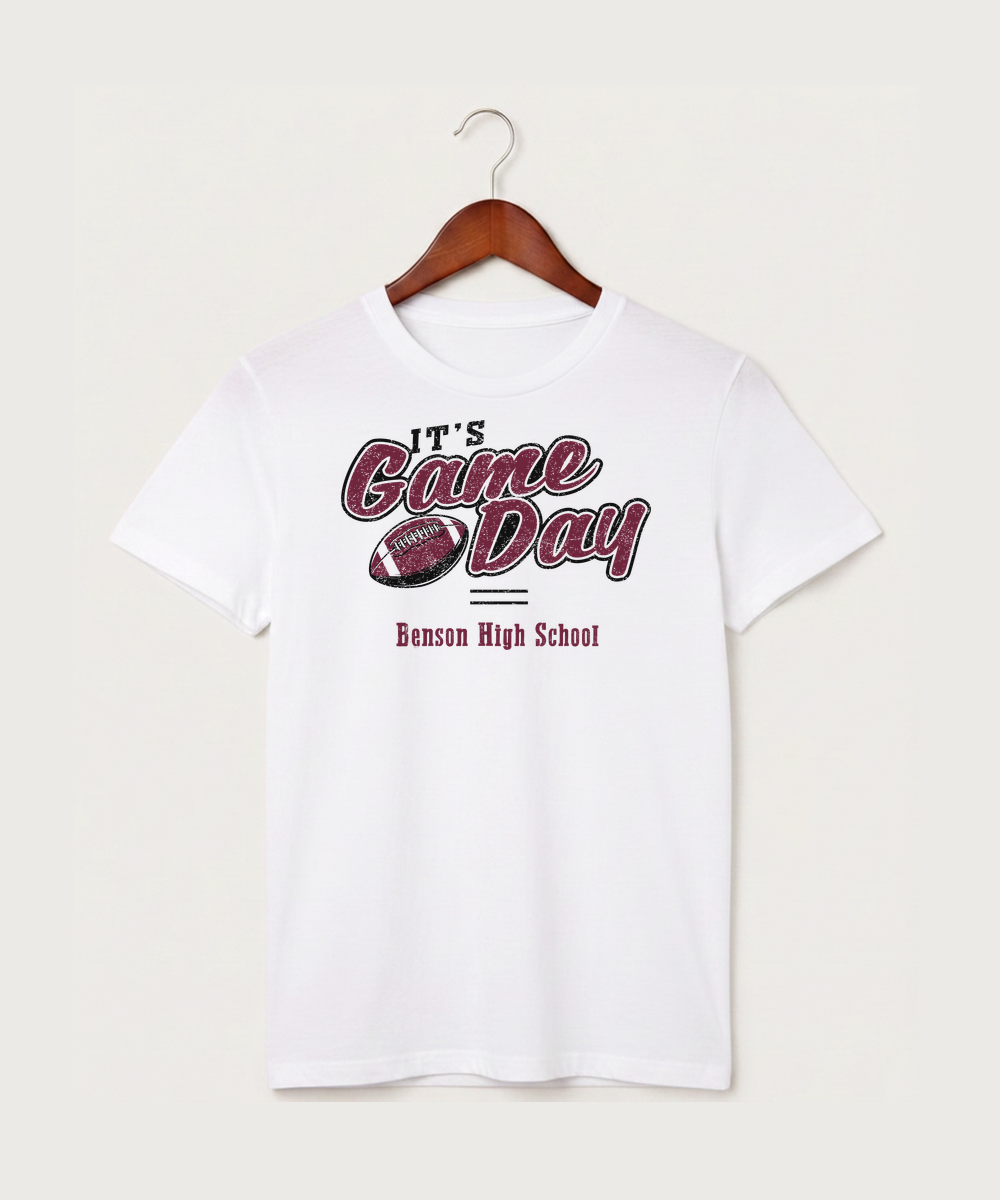 Benson High School Football (Boys) - White T-Shirt - Full Front