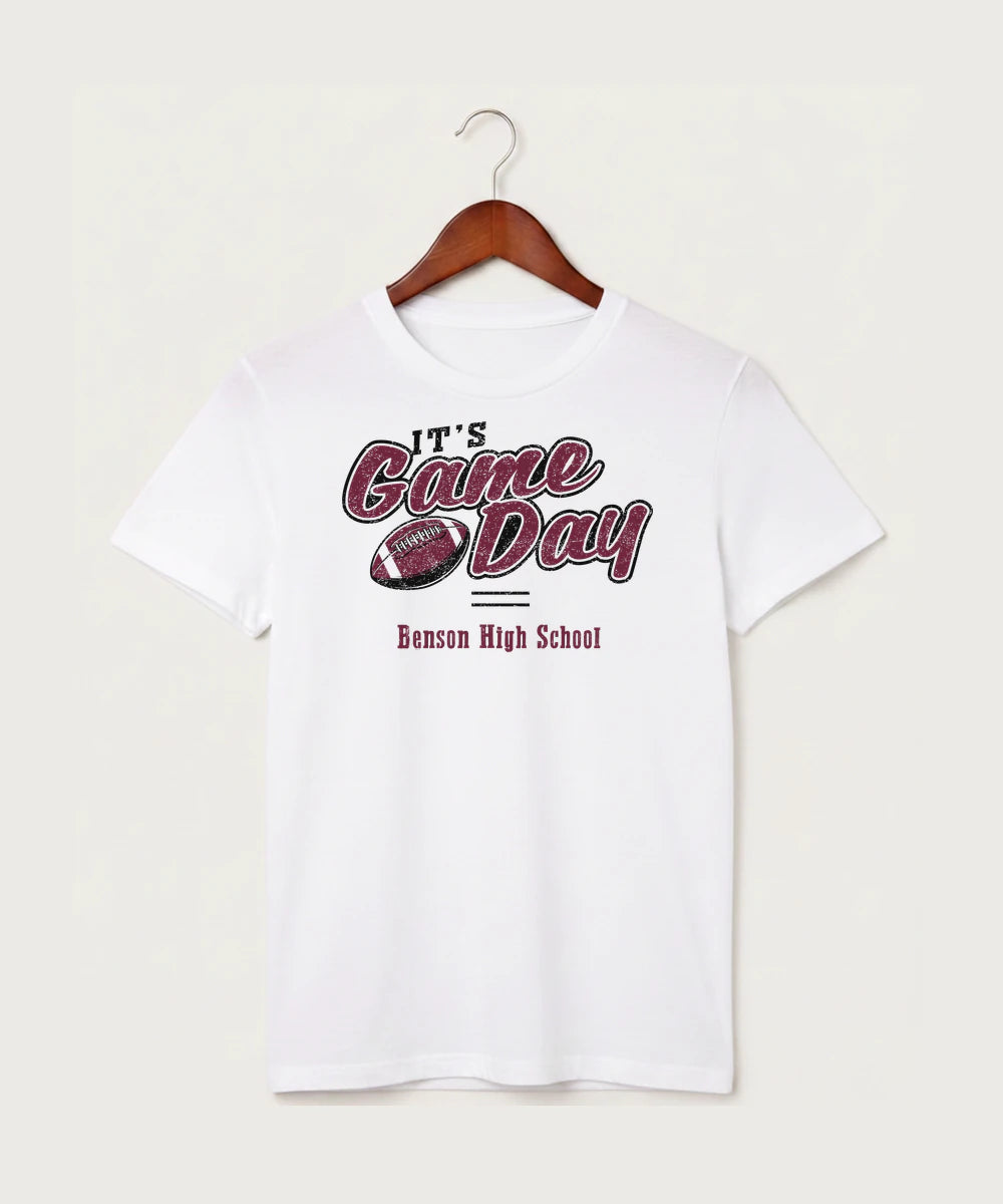 Benson High School Football (Boys) - White T-Shirt - Full Front