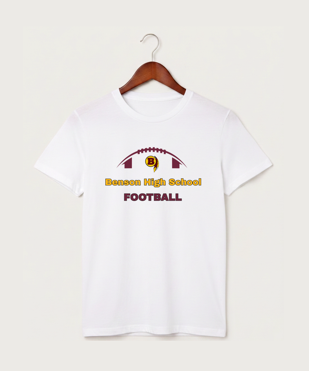 Benson High School Football (Boys) - White T-Shirt - Full Front