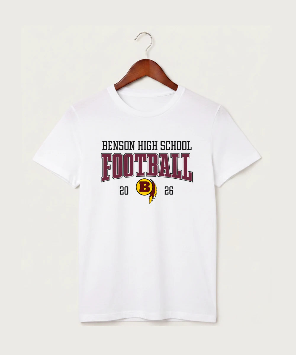 Benson High School Football (Boys) - White T-Shirt - Full Front