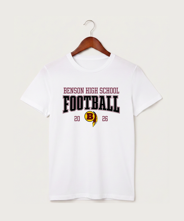 Benson High School Football (Boys) - White T-Shirt - Full Front