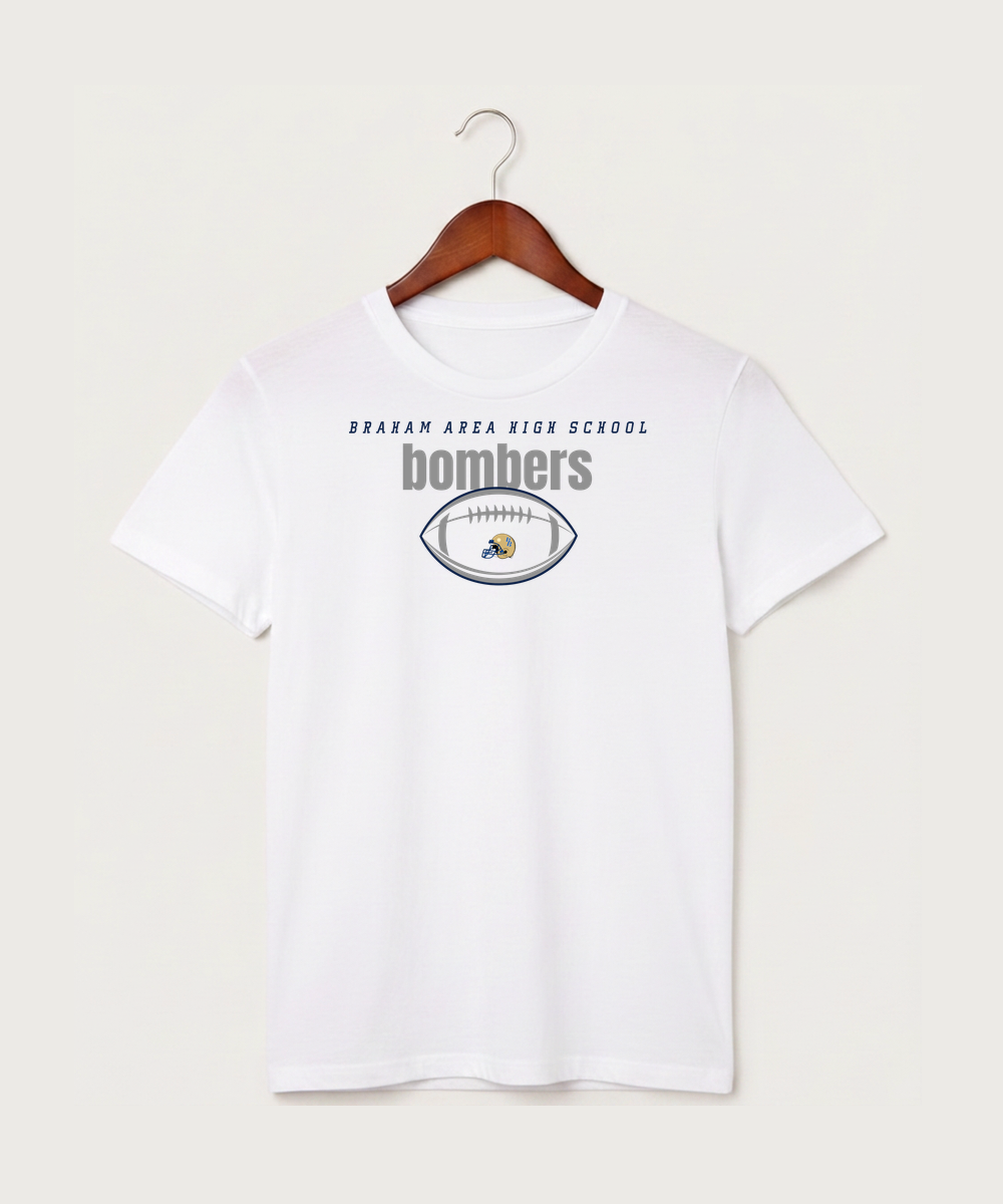 Braham Area High School Football (Boys) - White T-Shirt - Full Front