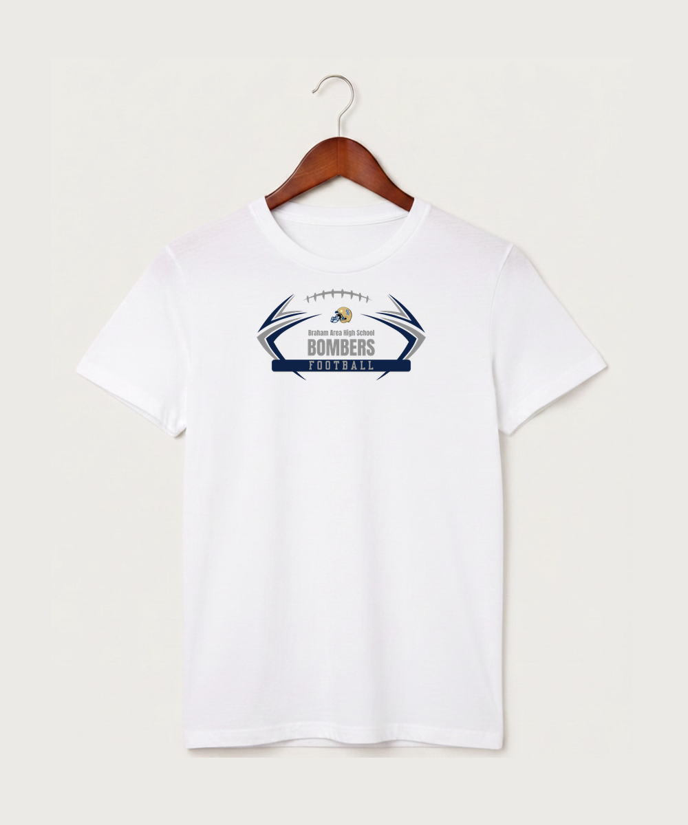 Braham Area High School Football (Boys) - White T-Shirt - Full Front