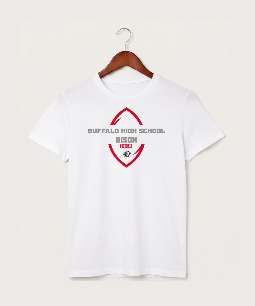 Buffalo High School Football (Boys) - White T-Shirt - Full Front