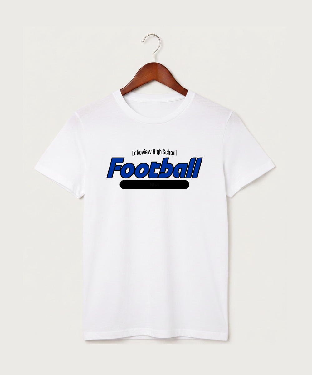 Lakeview High School Football (Boys) - White T-Shirt - Full Front