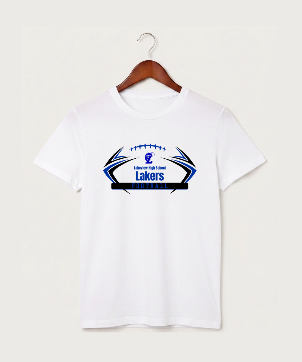 Lakeview High School Football (Boys) - White T-Shirt - Full Front