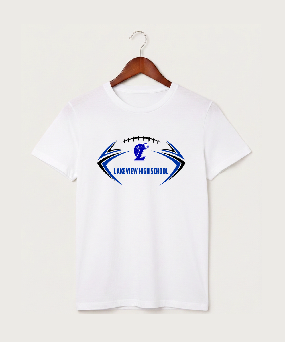 Lakeview High School Football (Boys) - White T-Shirt - Full Front