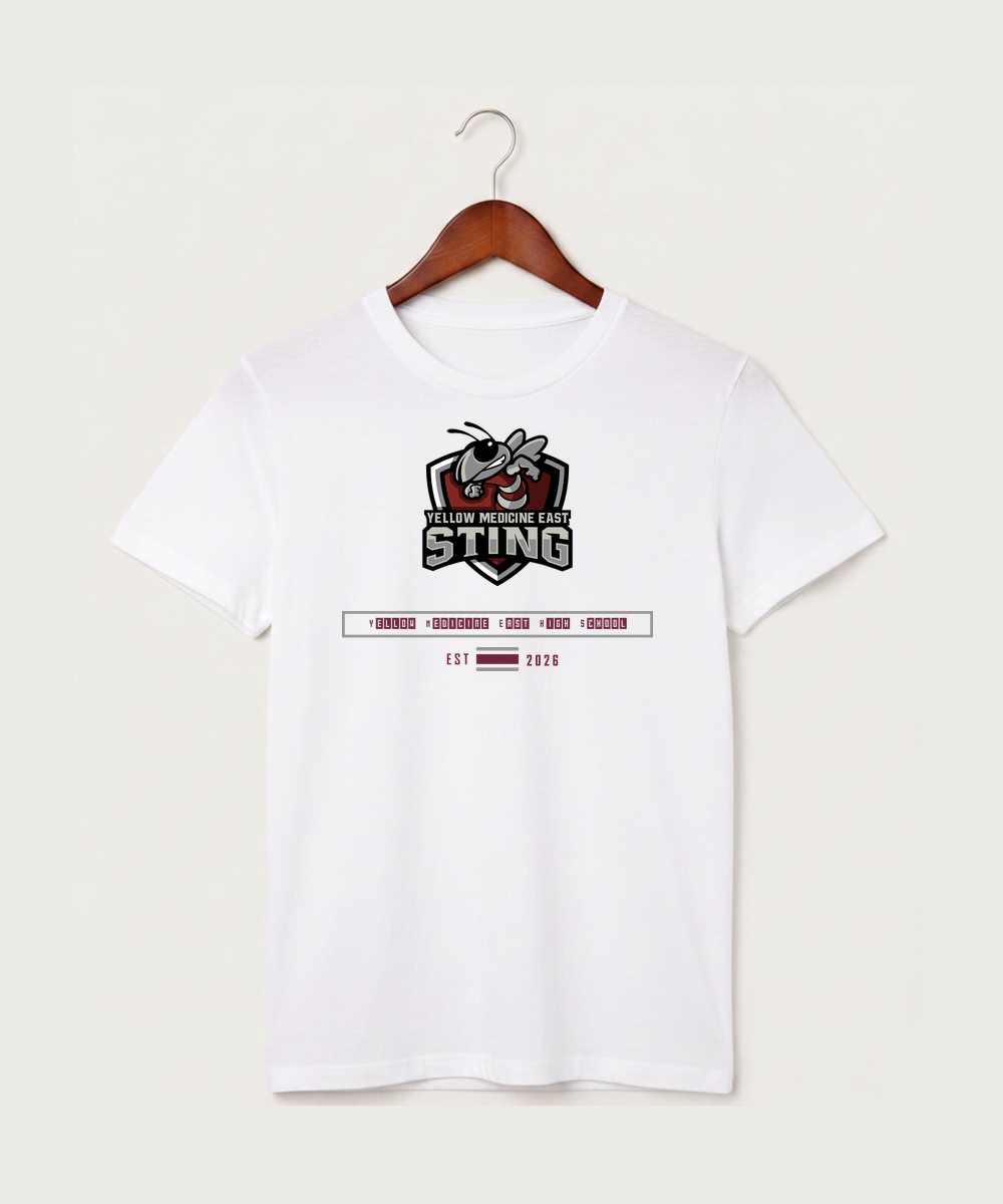 Yellow Medicine East High School Athletics - White T-Shirt - Full Front