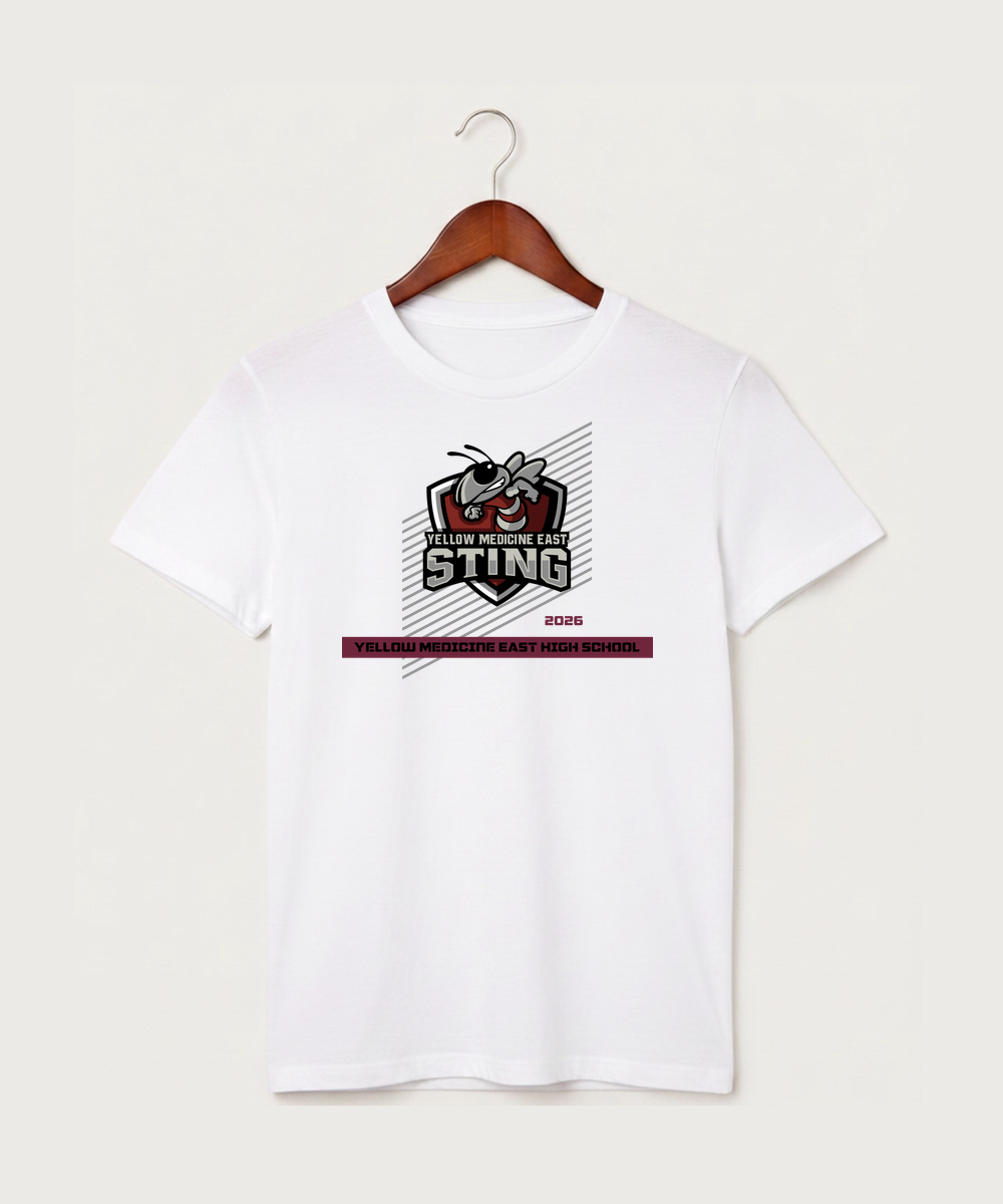Yellow Medicine East High School Athletics - White T-Shirt - Full Front