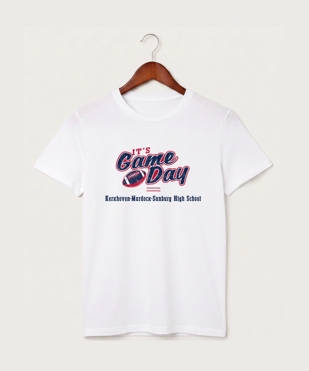 Kerkhoven-Murdock-Sunburg High School Football (Boys) - White T-Shirt - Full Front