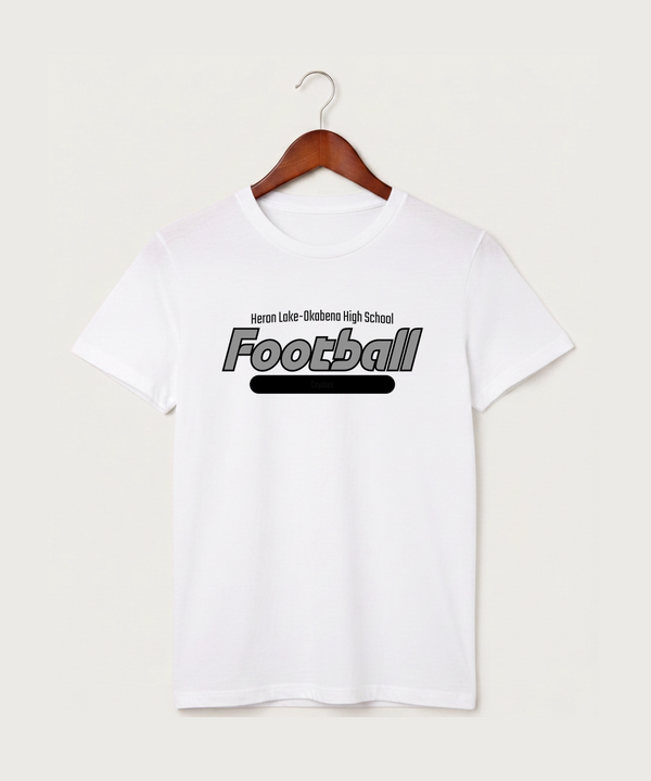 Heron Lake-Okabena High School Football (Boys) - White T-Shirt - Full Front