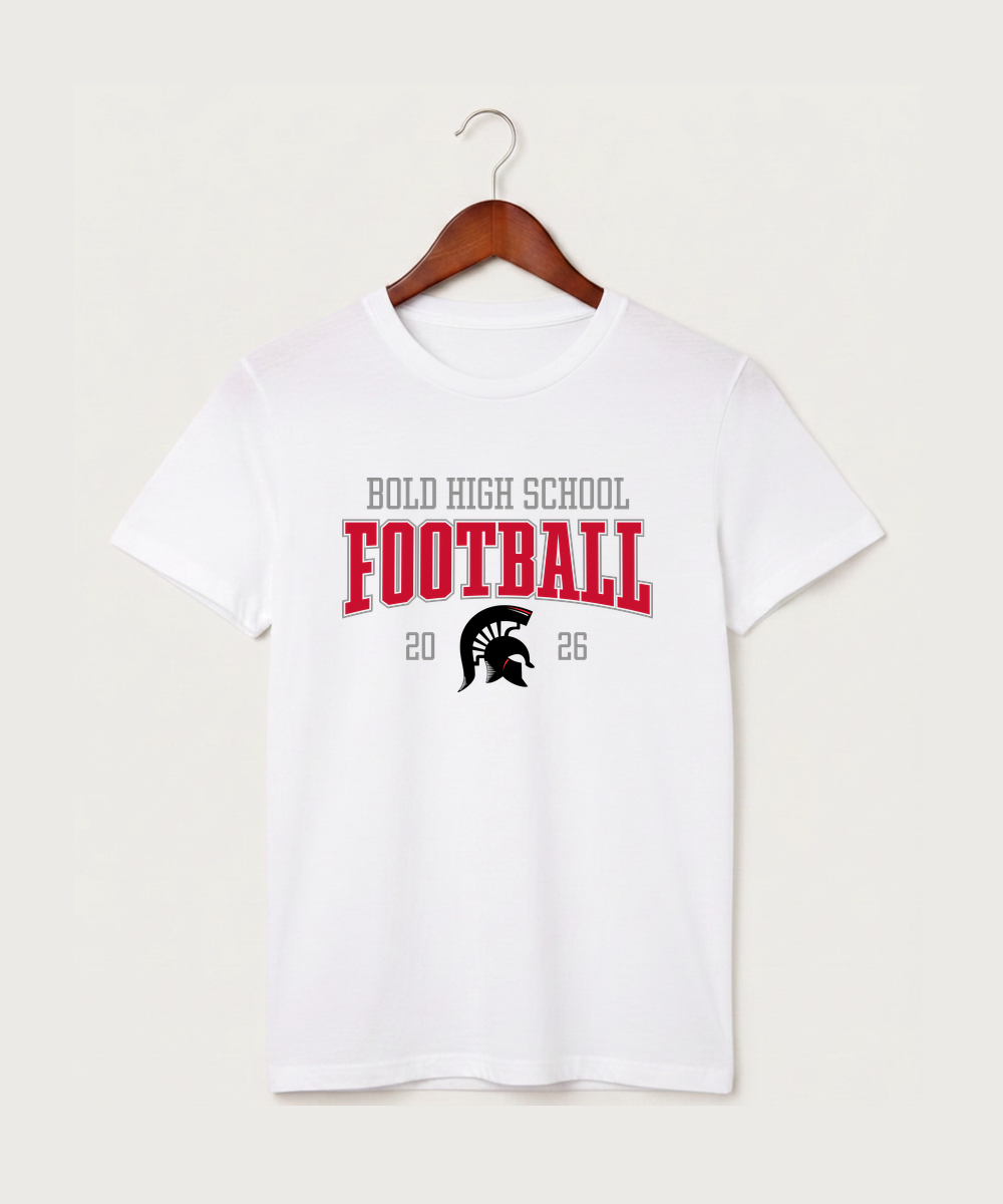 Bold High School Football (Boys) - White T-Shirt - Full Front