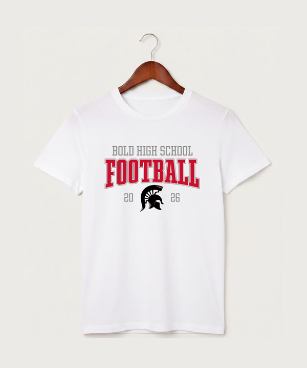 Bold High School Football (Boys) - White T-Shirt - Full Front