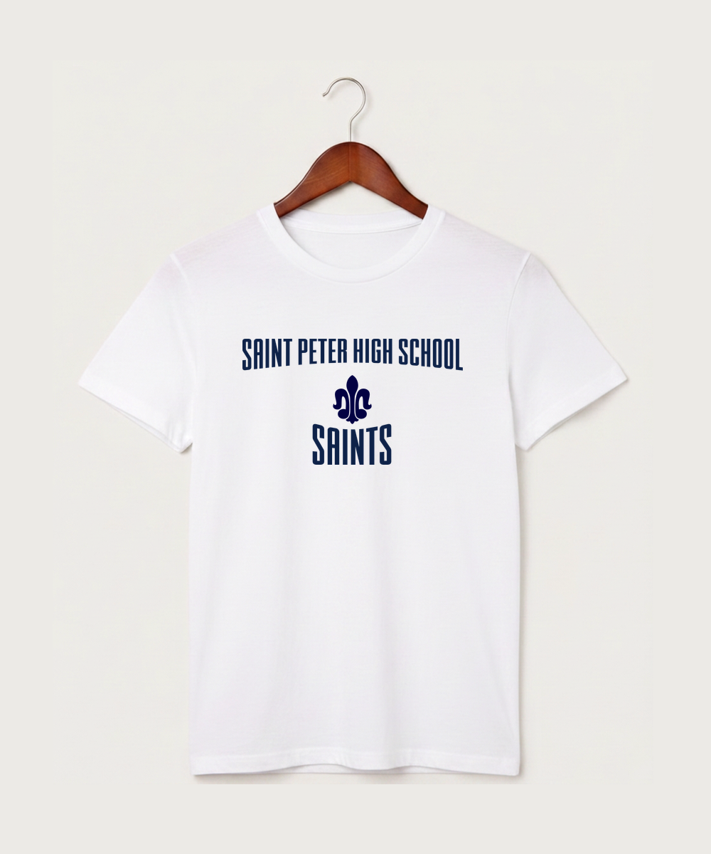 Saint Peter High School Athletics - White T-Shirt - Full Front