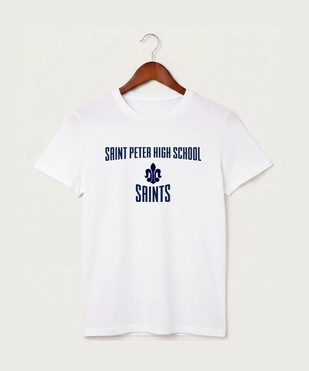 Saint Peter High School Athletics - White T-Shirt - Full Front