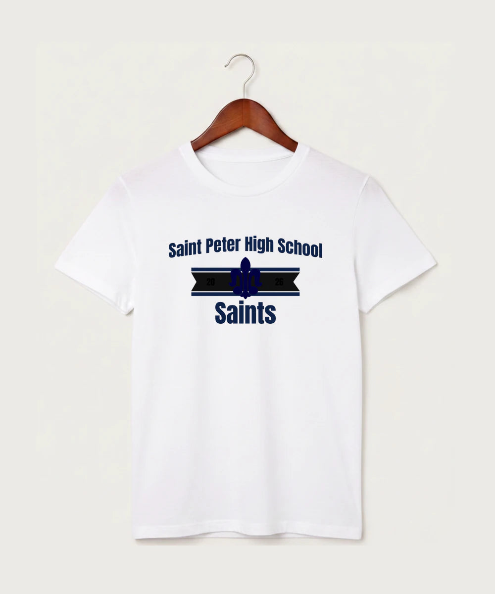 Saint Peter High School Athletics - White T-Shirt - Full Front