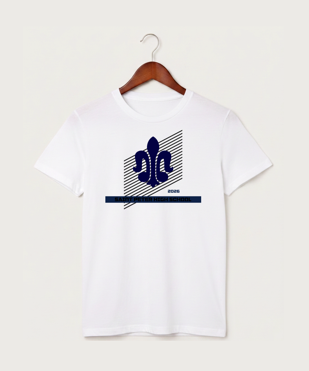 Saint Peter High School Athletics - White T-Shirt - Full Front
