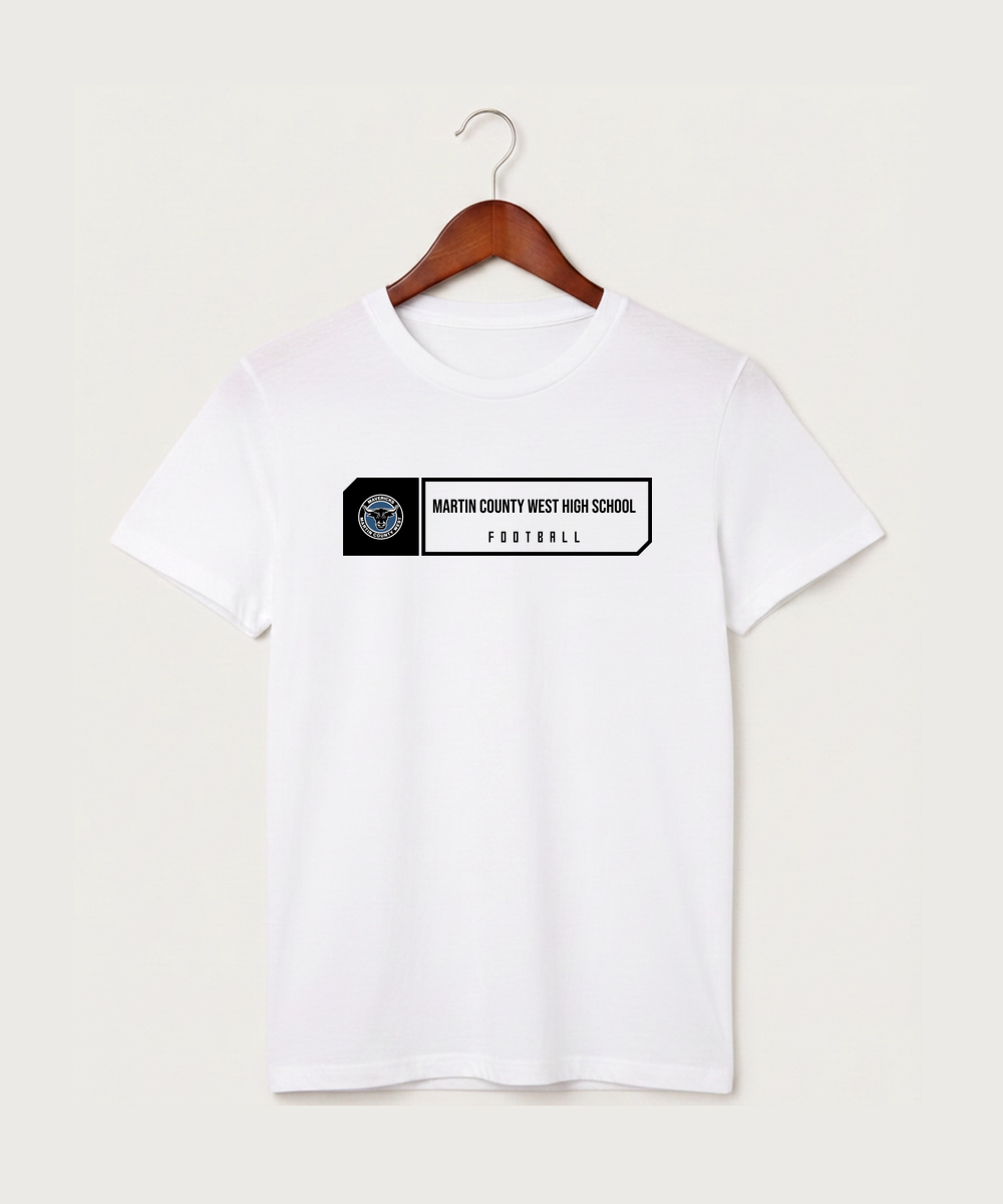 Martin County West High School Football (Boys) - White T-Shirt - Full Front