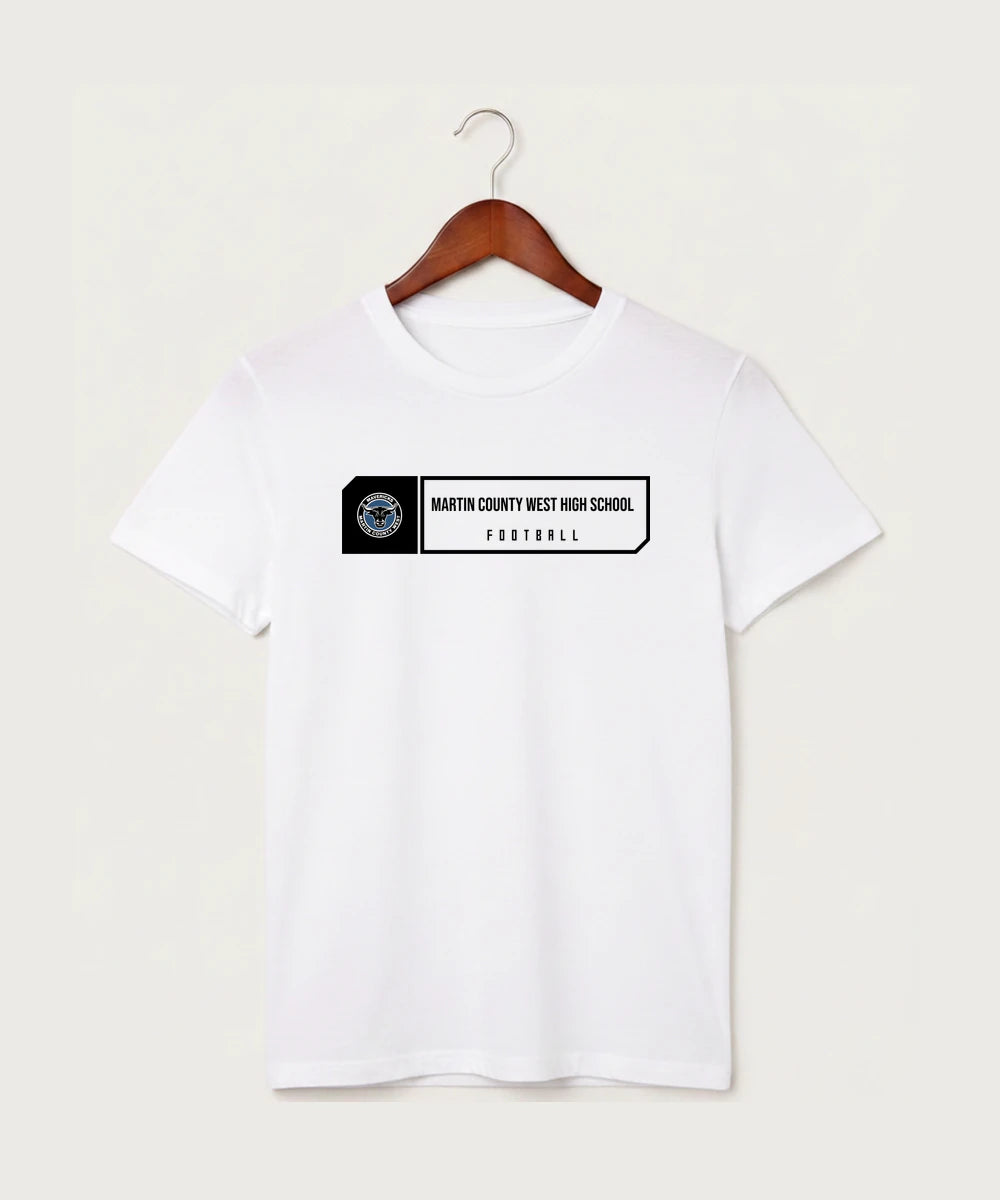 Martin County West High School Football (Boys) - White T-Shirt - Full Front