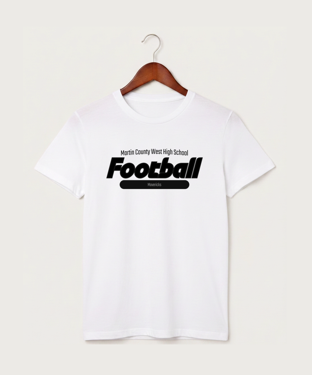 Martin County West High School Football (Boys) - White T-Shirt - Full Front