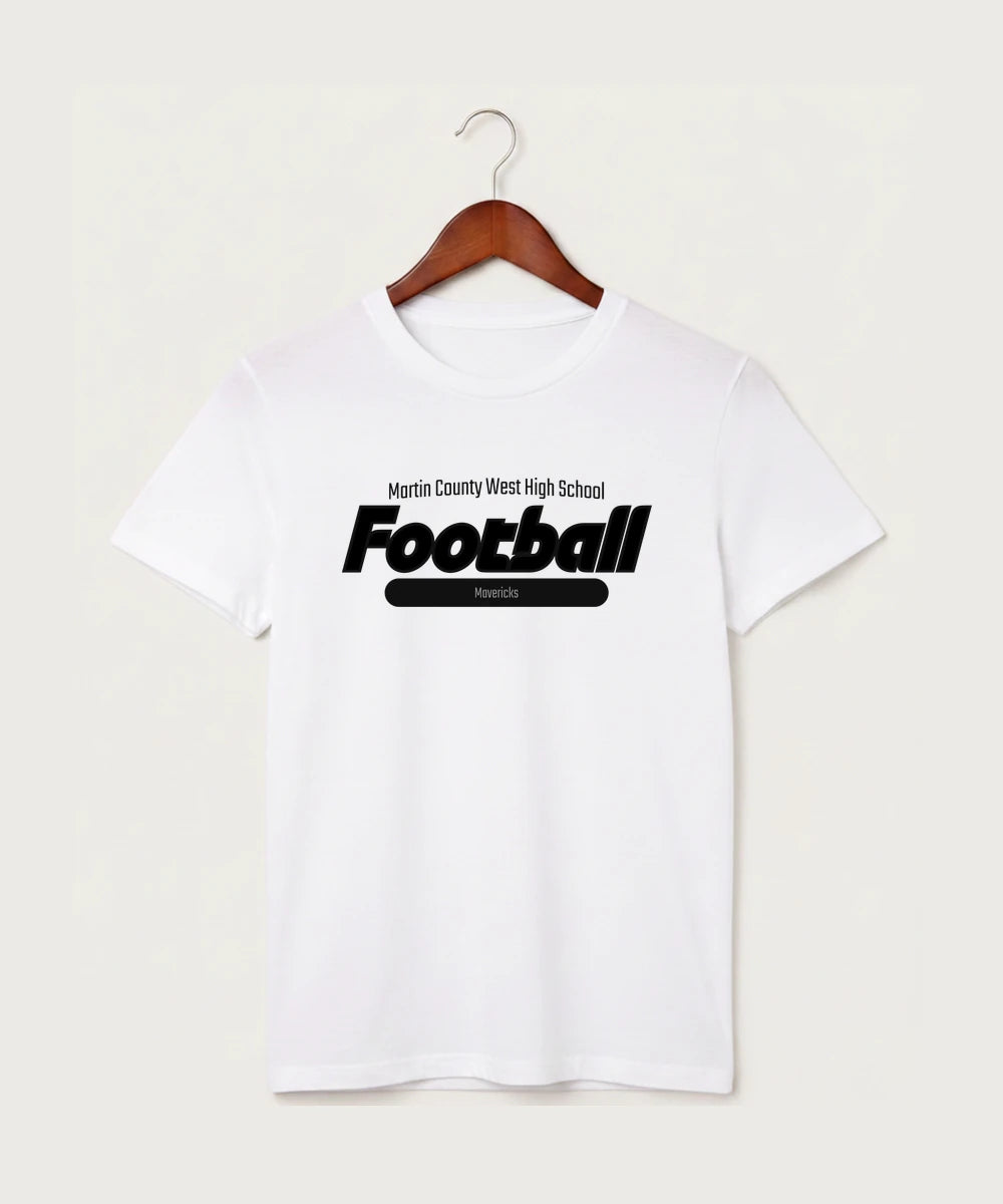 Martin County West High School Football (Boys) - White T-Shirt - Full Front