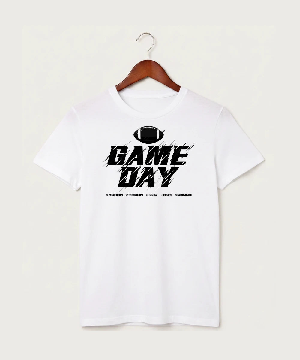 Martin County West High School Football (Boys) - White T-Shirt - Full Front