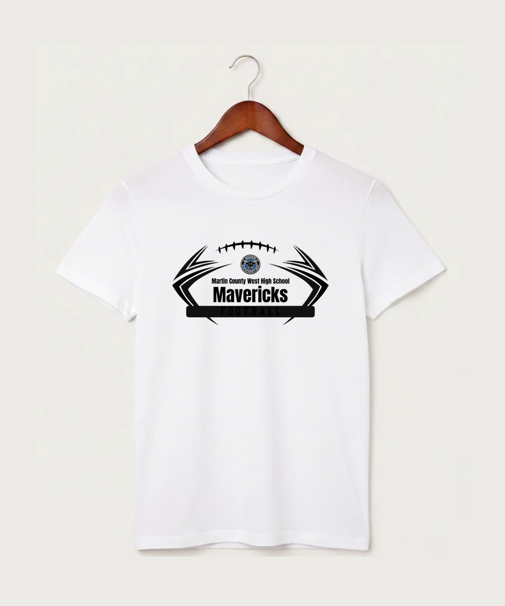Martin County West High School Football (Boys) - White T-Shirt - Full Front