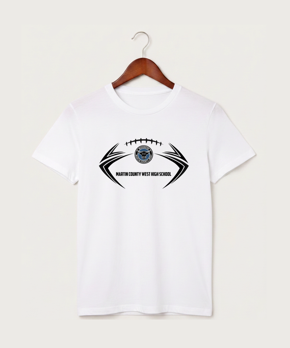 Martin County West High School Football (Boys) - White T-Shirt - Full Front
