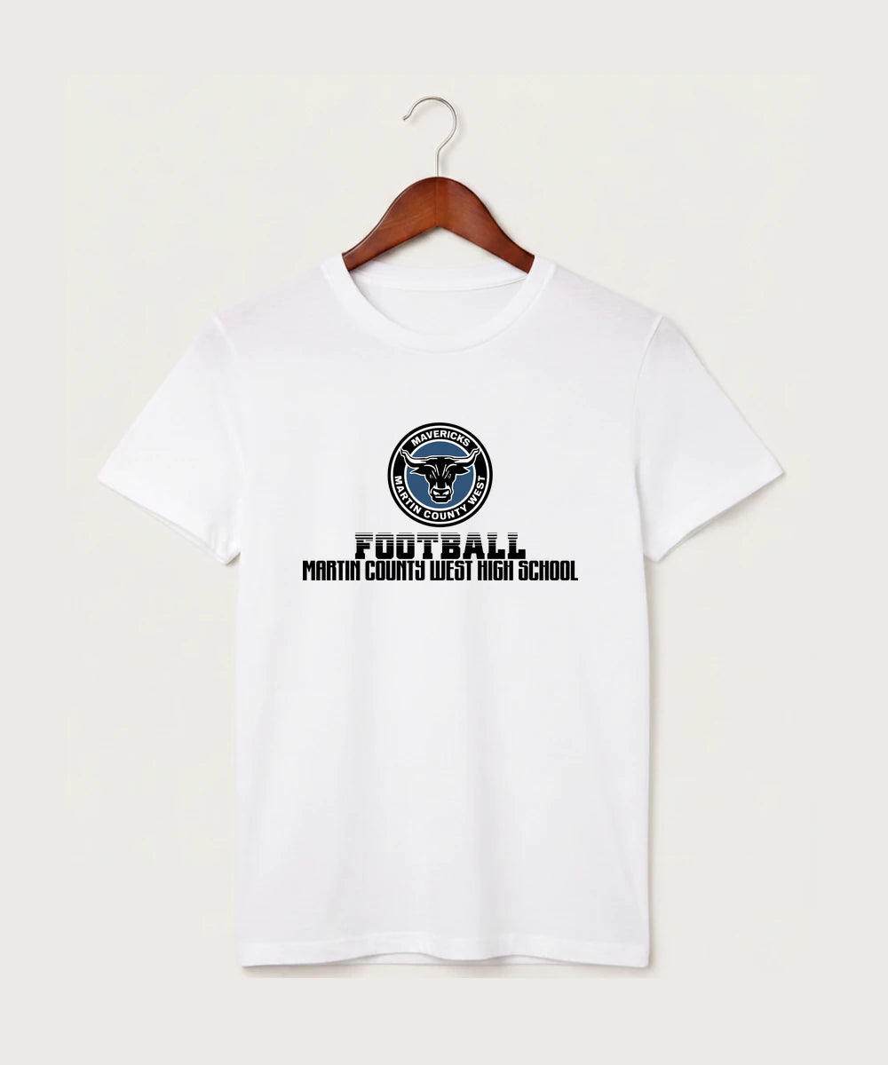 Martin County West High School Football (Boys) - White T-Shirt - Full Front
