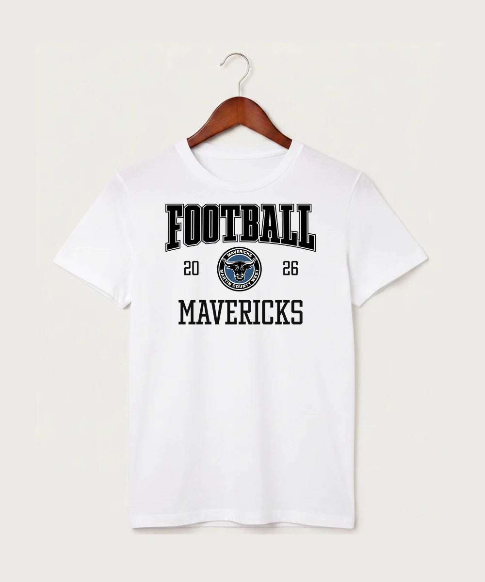 Martin County West High School Football (Boys) - White T-Shirt - Full Front