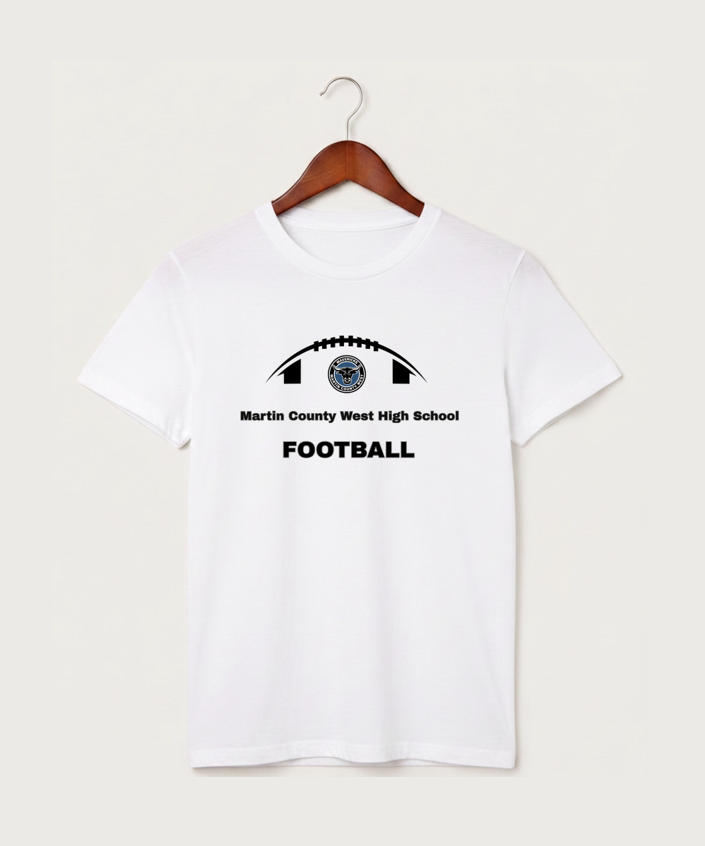 Martin County West High School Football (Boys) - White T-Shirt - Full Front