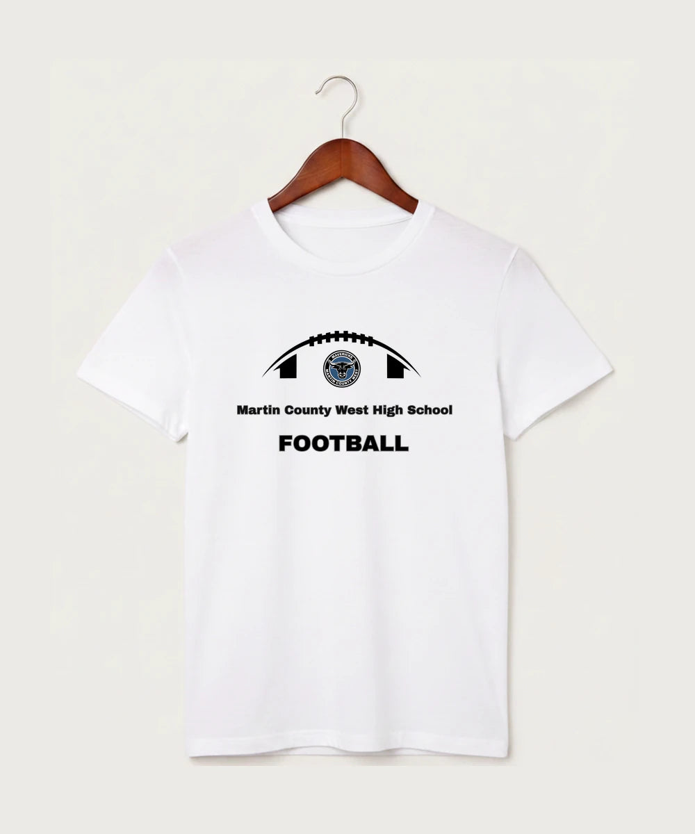 Martin County West High School Football (Boys) - White T-Shirt - Full Front