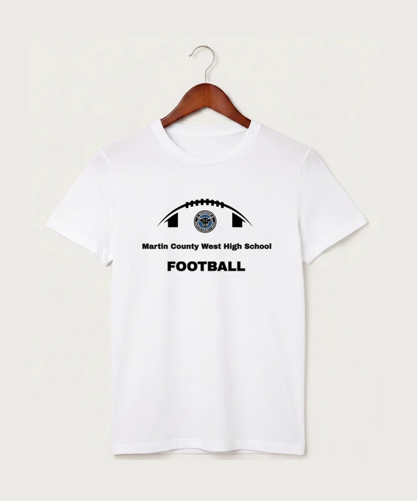 Martin County West High School Football (Boys) - White T-Shirt - Full Front