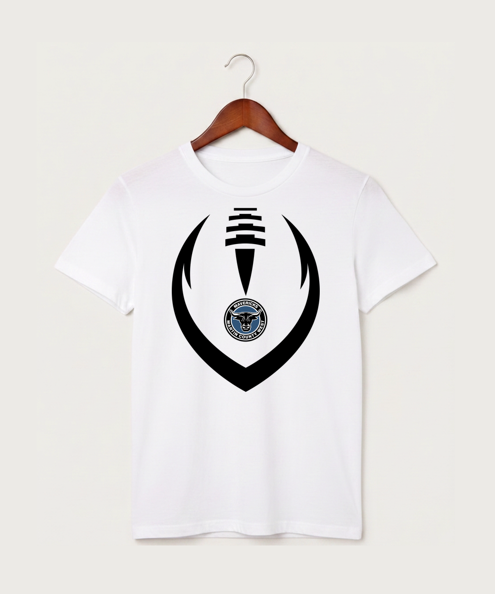 Martin County West High School Football (Boys) - White T-Shirt - Full Front
