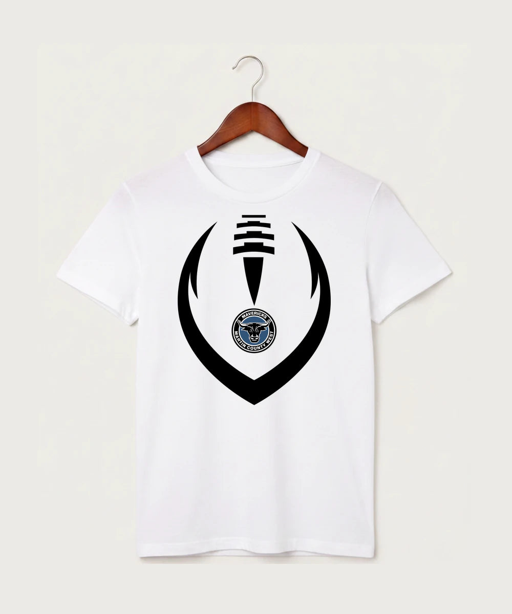 Martin County West High School Football (Boys) - White T-Shirt - Full Front