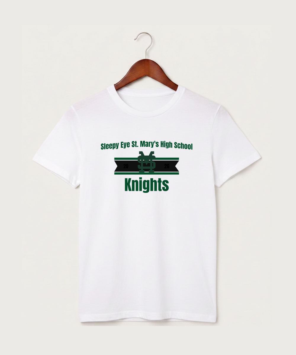 Sleepy Eye St. Mary's High School Athletics - White T-Shirt - Full Front