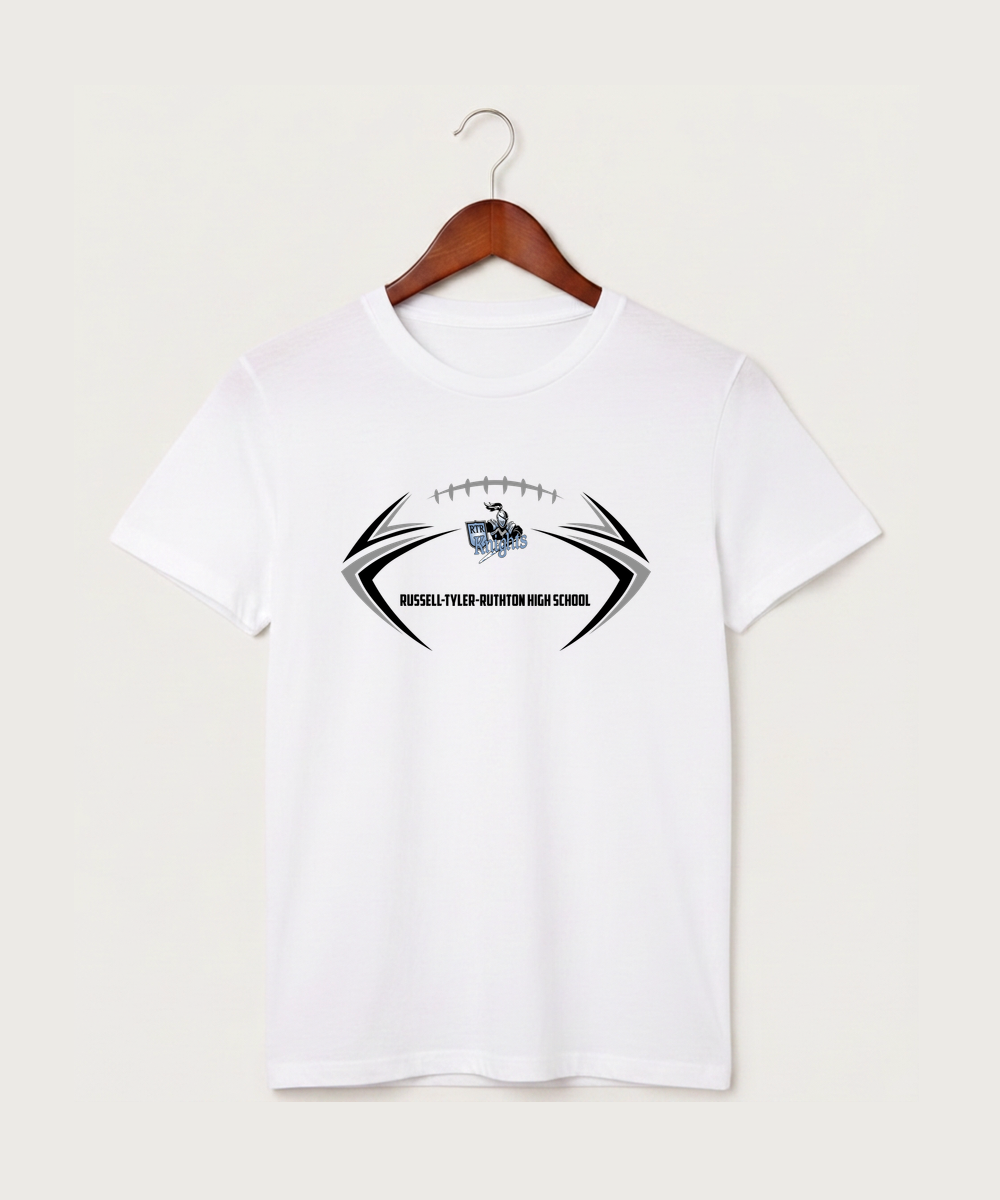 Russell-Tyler-Ruthton High School Football (Boys) - White T-Shirt - Full Front